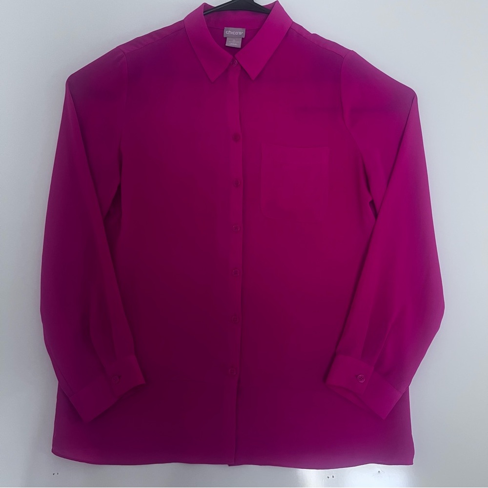 Chico's Pink Boxy Button Down Shirt